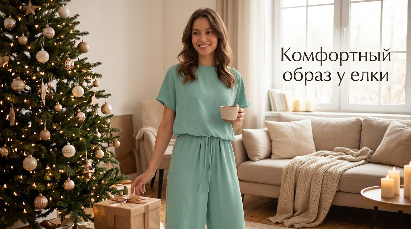 Женские домашние костюмы для новогодней фотосессии у елки