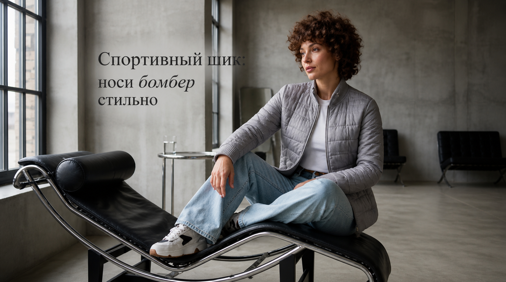 Бомбер и трикотажная юбка в спортивном стиле на повседневный образ