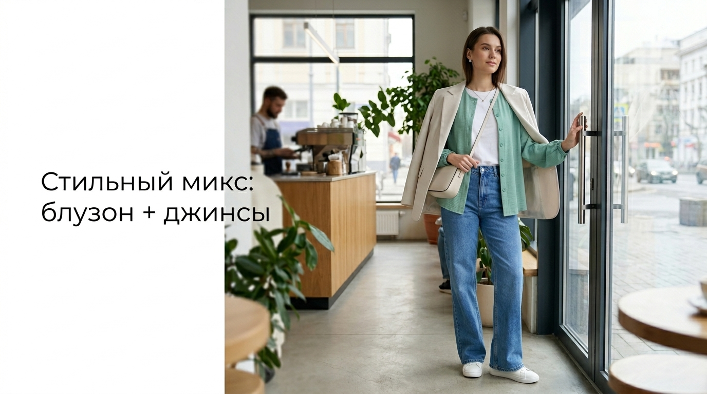 Стильное сочетание домашнего костюма с джинсами