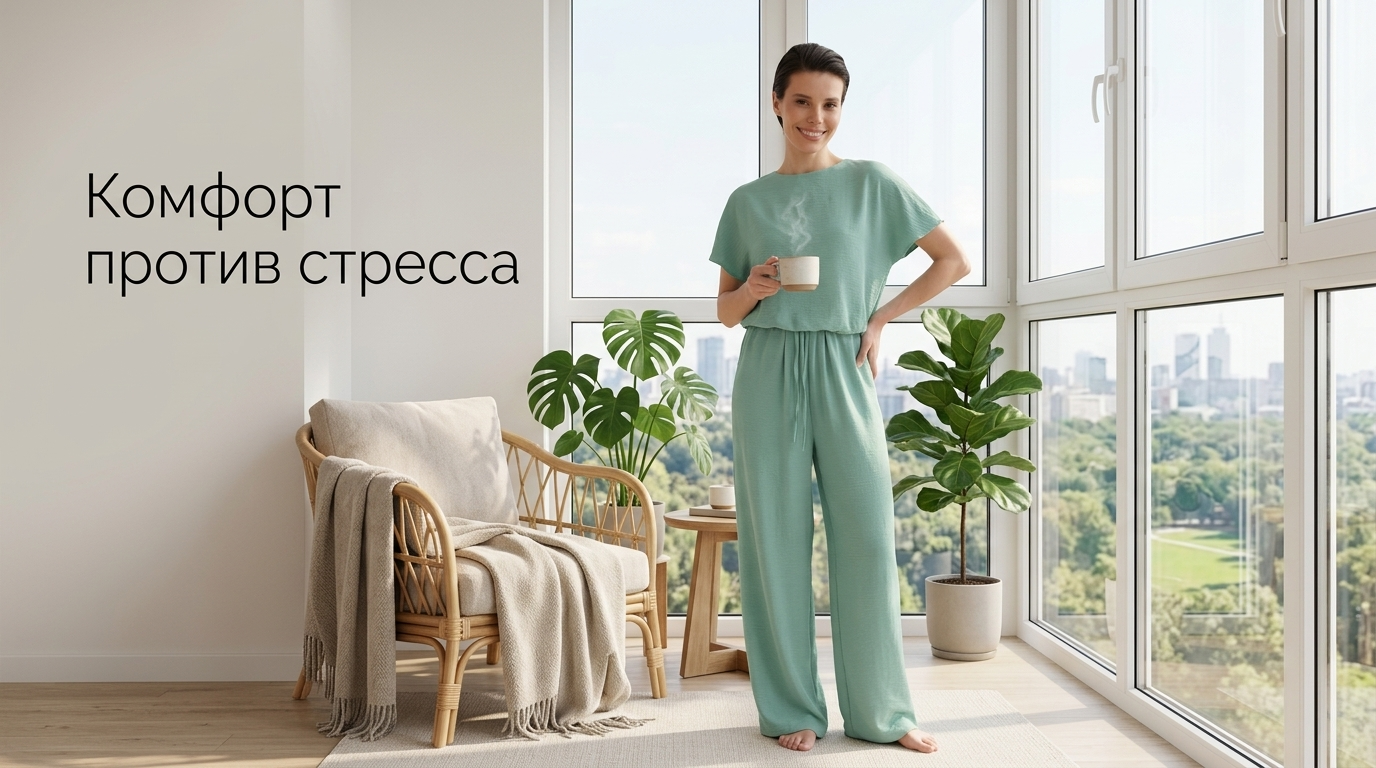 Человек в удобном домашнем костюме для снятия стресса